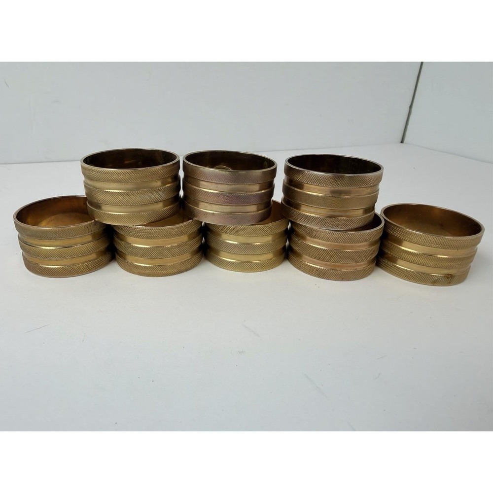 Round Brass Napkin Rings Vintage Home Decor Set Of 8‎